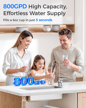 Waterdrop G3P800-RO filter drain ratio graphic illustrating 3 to 1 efficiency.