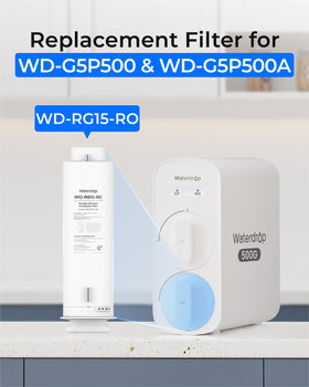 Waterdrop G5P500-RO filter installation demonstrating quick three-second twist