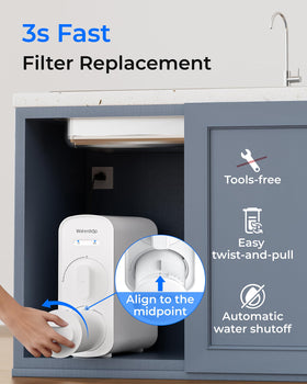 Waterdrop G5P500-RO filtration process visual showing impurity reduction