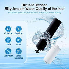 Waterdrop gravity filter with black carbon, improves taste and removes odors.