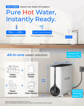 Waterdrop KJ600 RO system with heating, purification and heating integration
