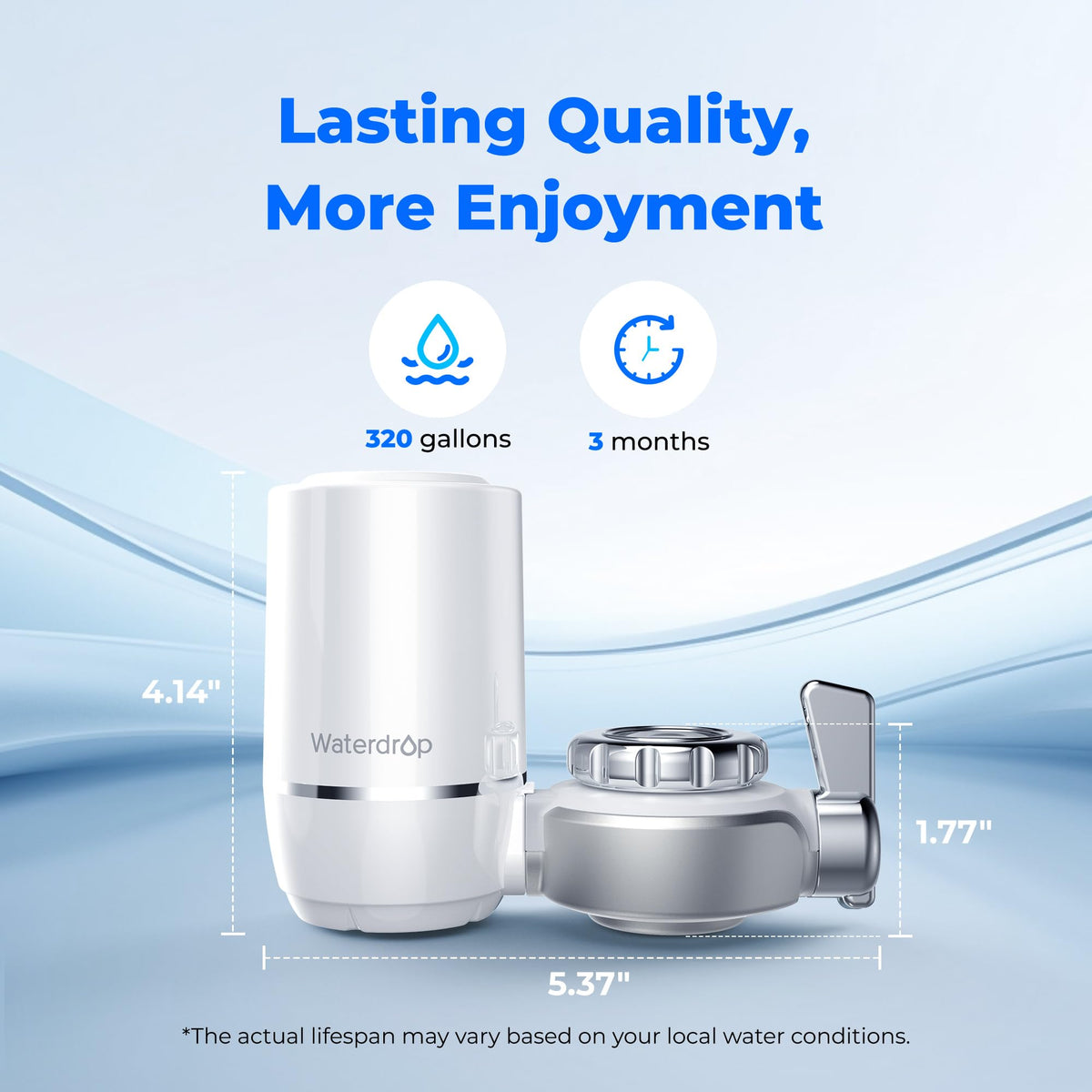 Waterdrop leak-proof faucet attachment ensures easy, mess-free setup.