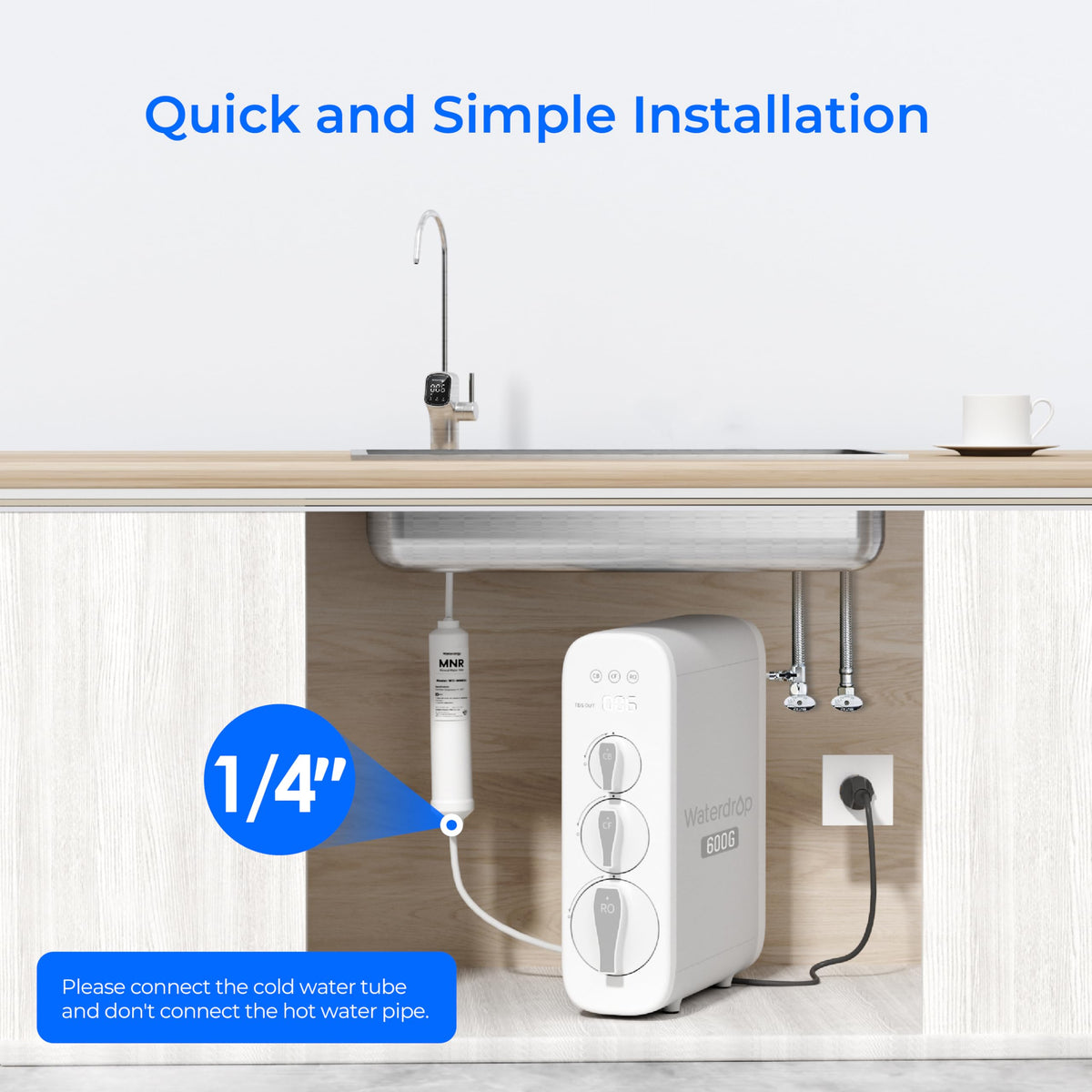 Waterdrop MNR35-2 under-sink installation with simple setup