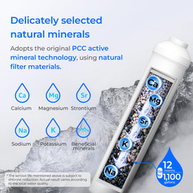 Waterdrop MNR35 mineral activation crystals illustrate PCC technology for mineral-rich water