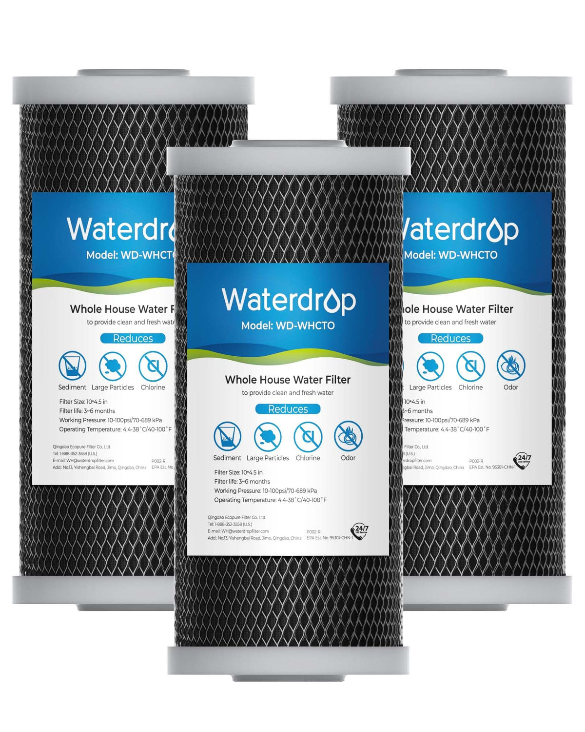 Waterdrop whole-house filter packaging ready for installation and replacement.