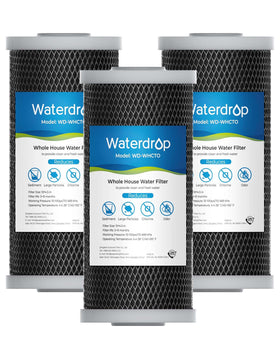 Waterdrop whole-house filter packaging ready for installation and replacement.