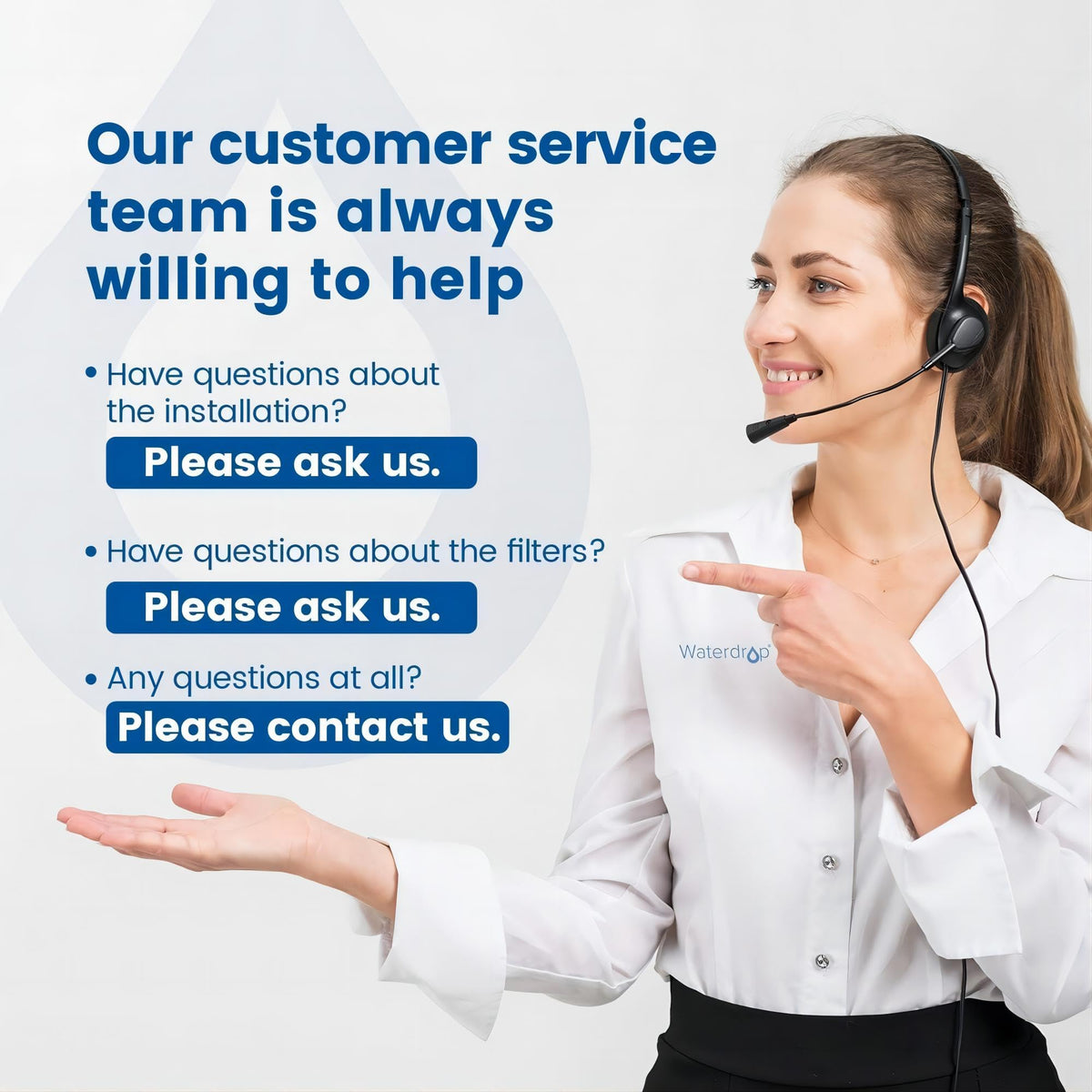 Waterdrop PF-AL filter cap close-up showing secure fit.