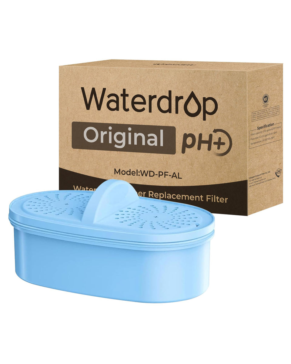 Waterdrop PF-AL alkaline filter replacement for compatible pitchers and dispensers for better taste.