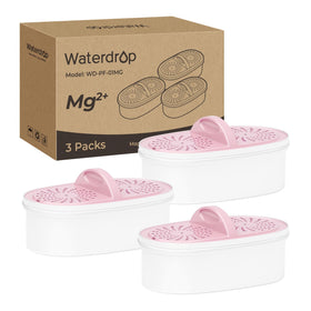 Waterdrop PF-01MG magnesium filter packaging highlights compatibility and reliable filtration