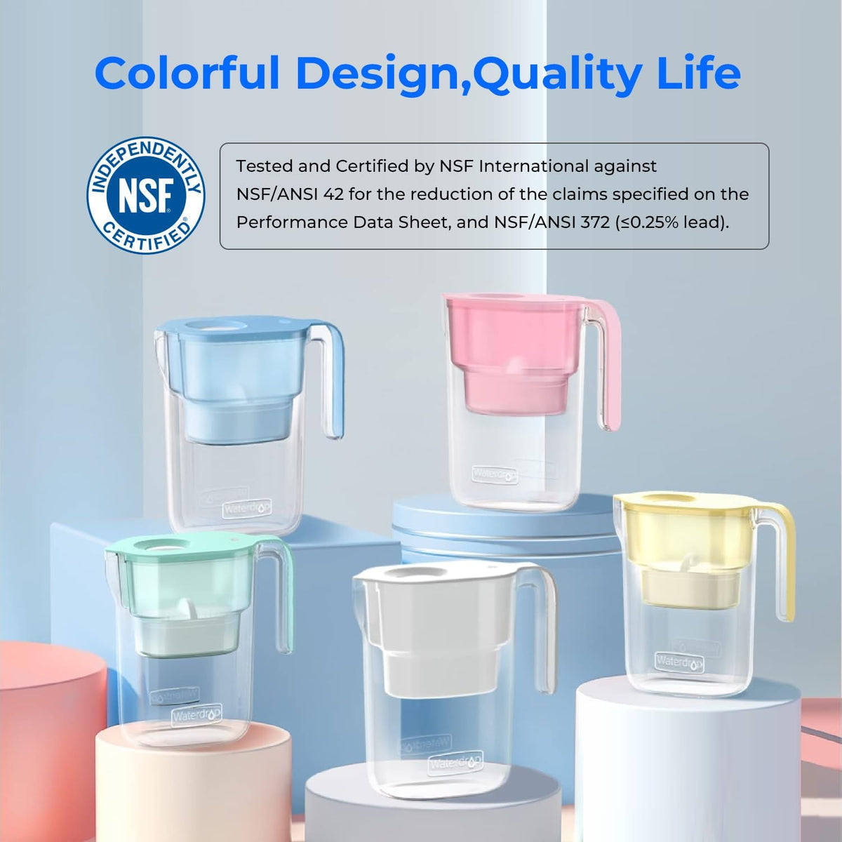 NSF certification badge signals trusted filtration quality.