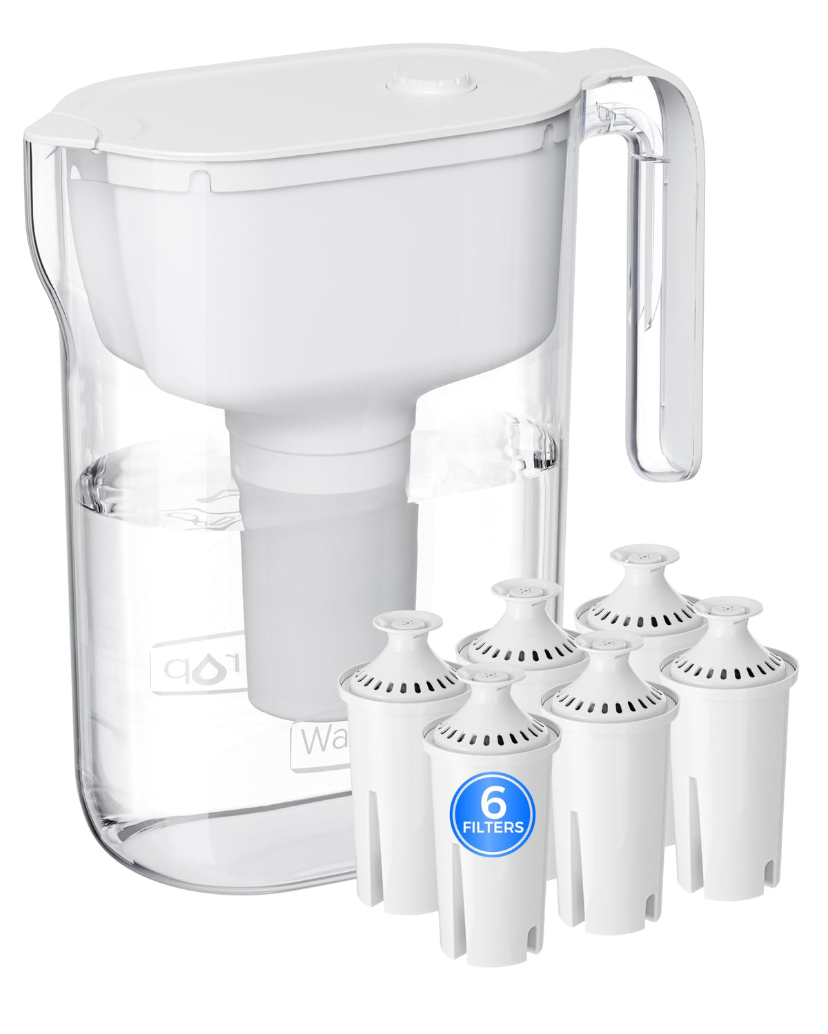 Waterdrop PT-11W pitcher front view shows fridge-friendly size for daily use.