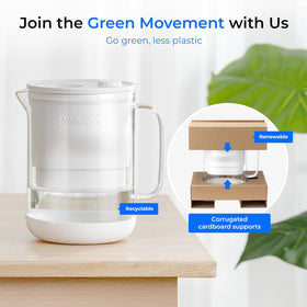 Waterdrop PT-72W easy-clean glass pitcher for simple upkeep.