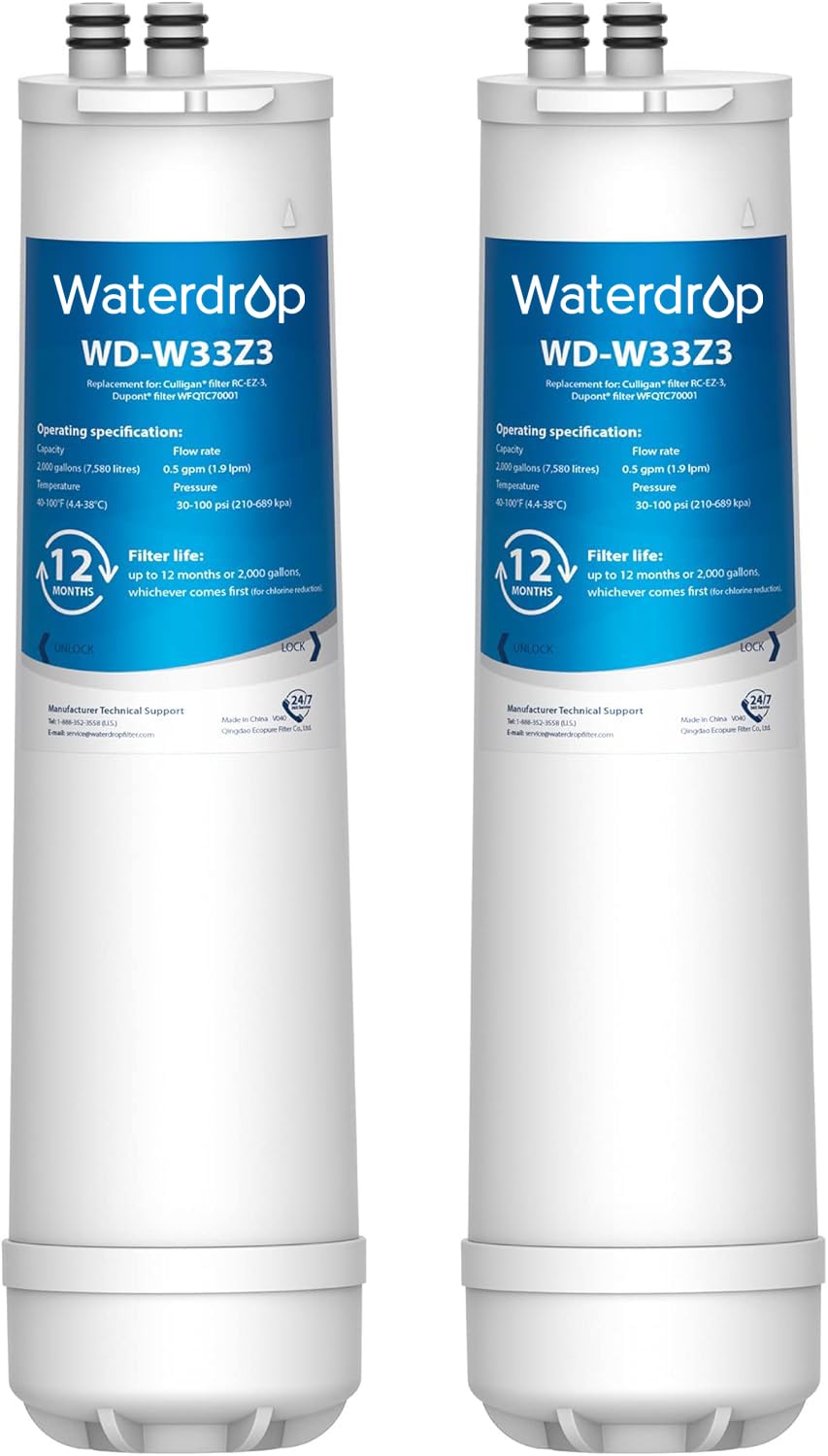 Waterdrop RC EZ 3 filter installation guide showing compatibility with RC-EZ models.
