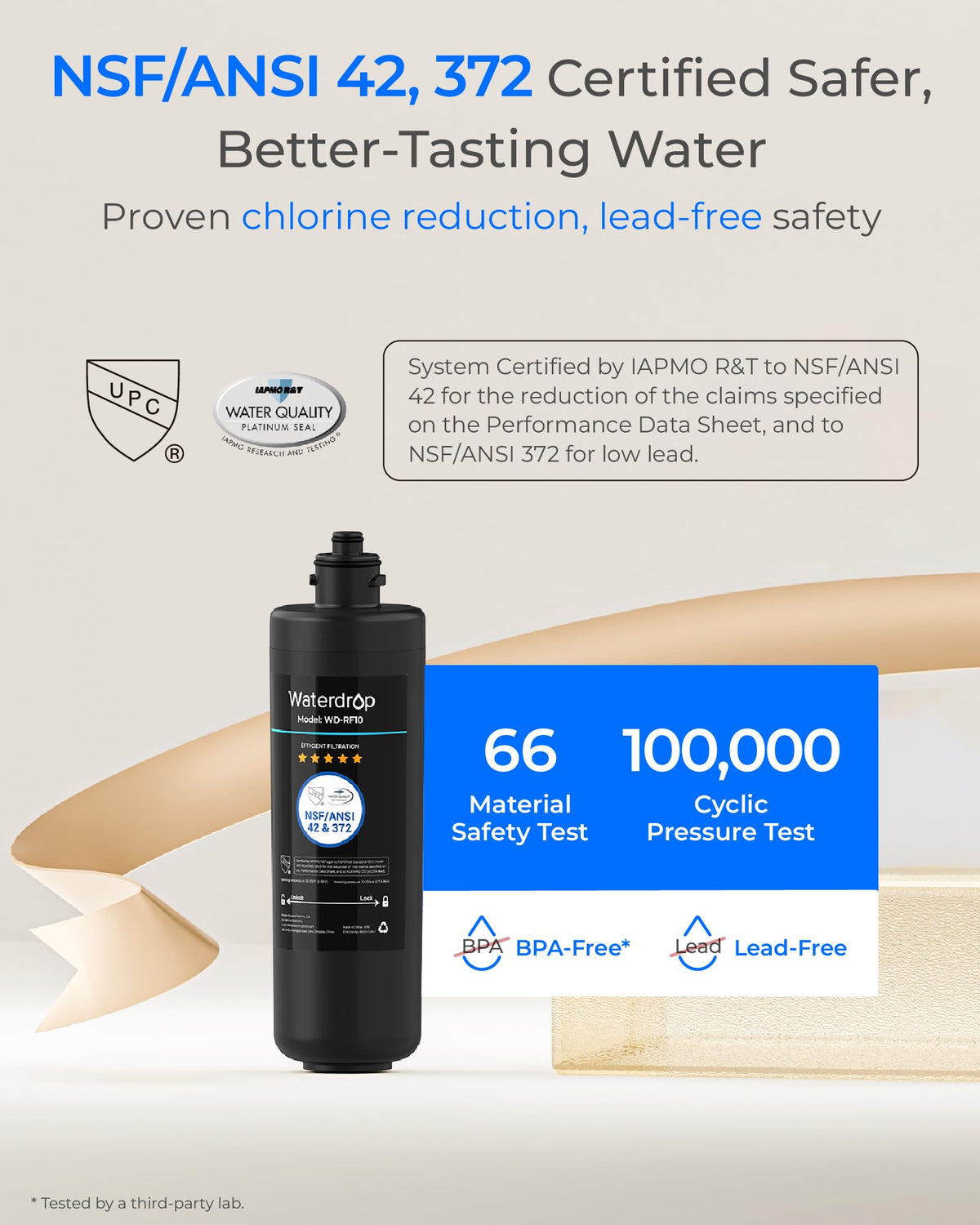Waterdrop RF10 provides up to one year of reliable filtration for clean-tasting water.