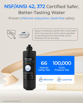 Waterdrop RF10 provides up to one year of reliable filtration for clean-tasting water.