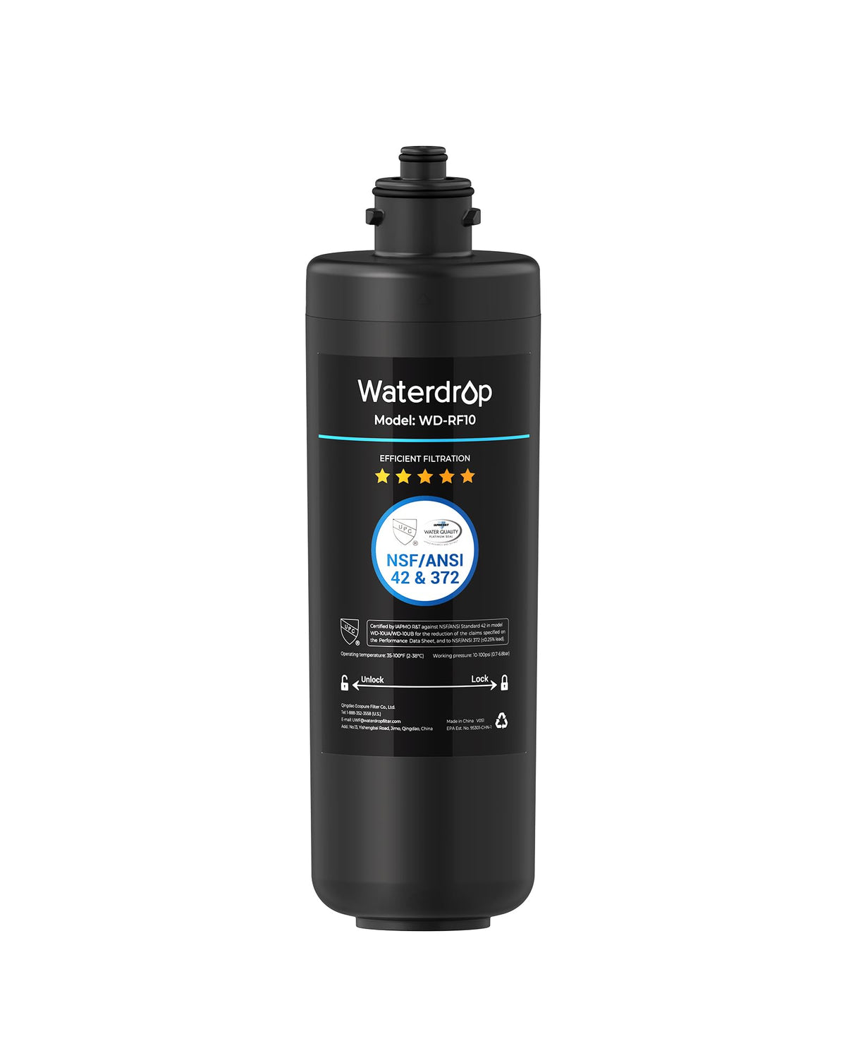 Waterdrop RF10 under-sink replacement filter enabling quick install for purified water