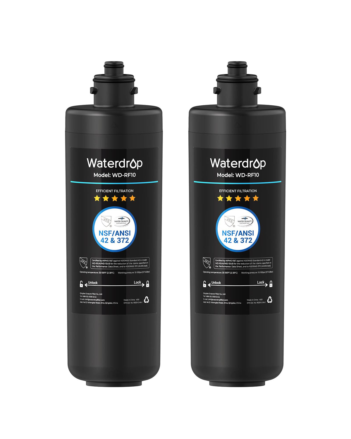Waterdrop RF10 undersink replacement filter ready for quick installation and purified water.