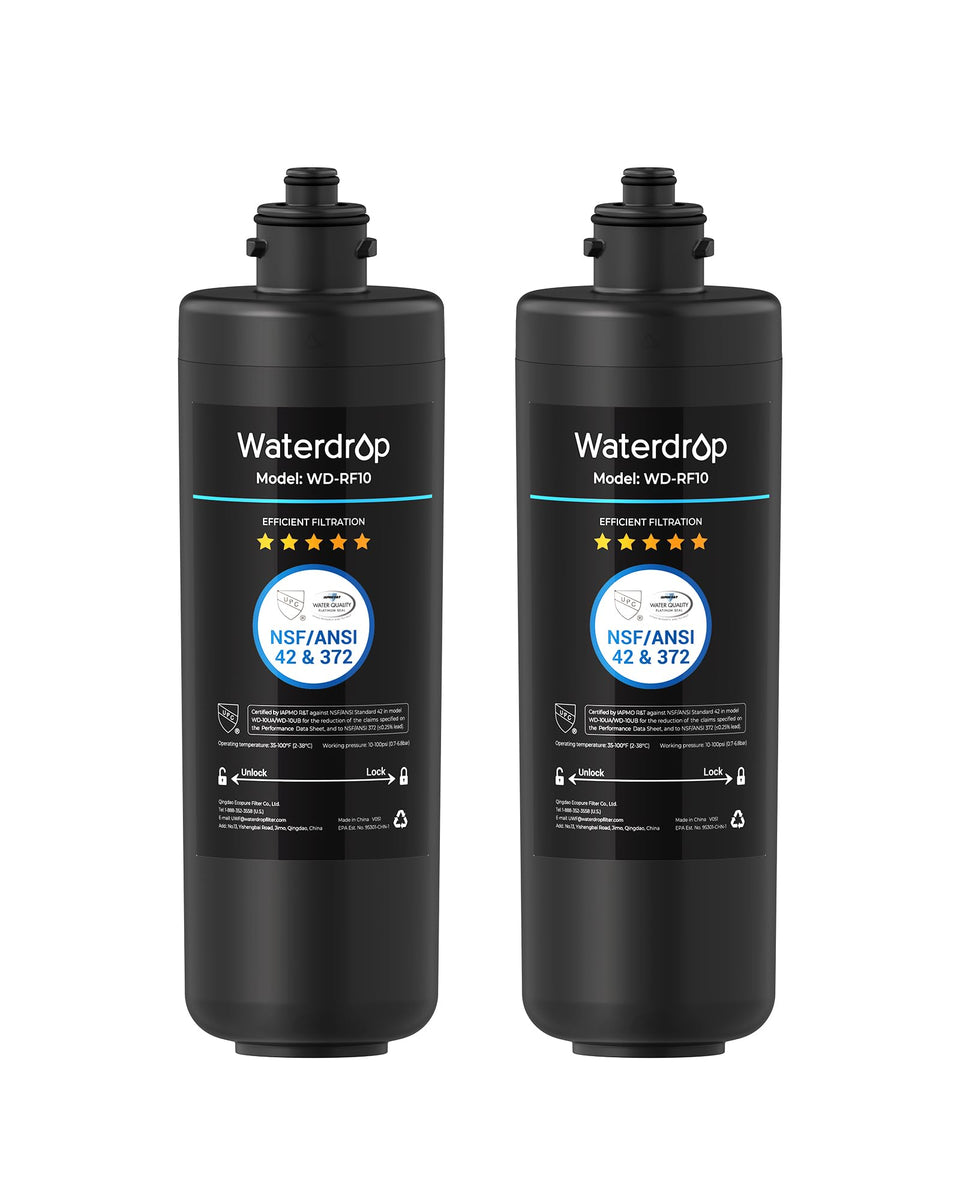 Waterdrop RF10 undersink replacement filter ready for quick installation and purified water.