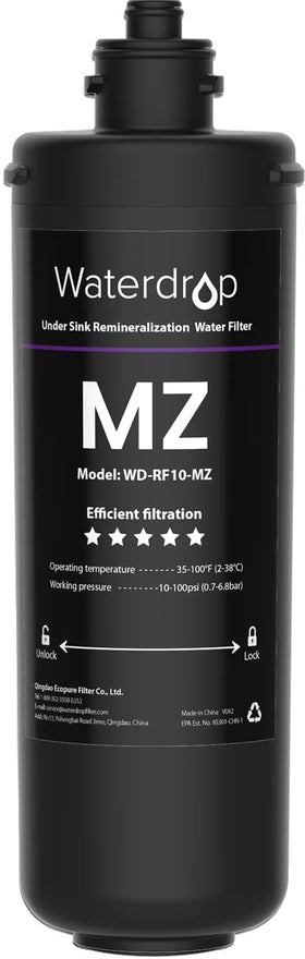 Waterdrop RF10-MZ remineralization filter pour shows mineral-rich water for better taste