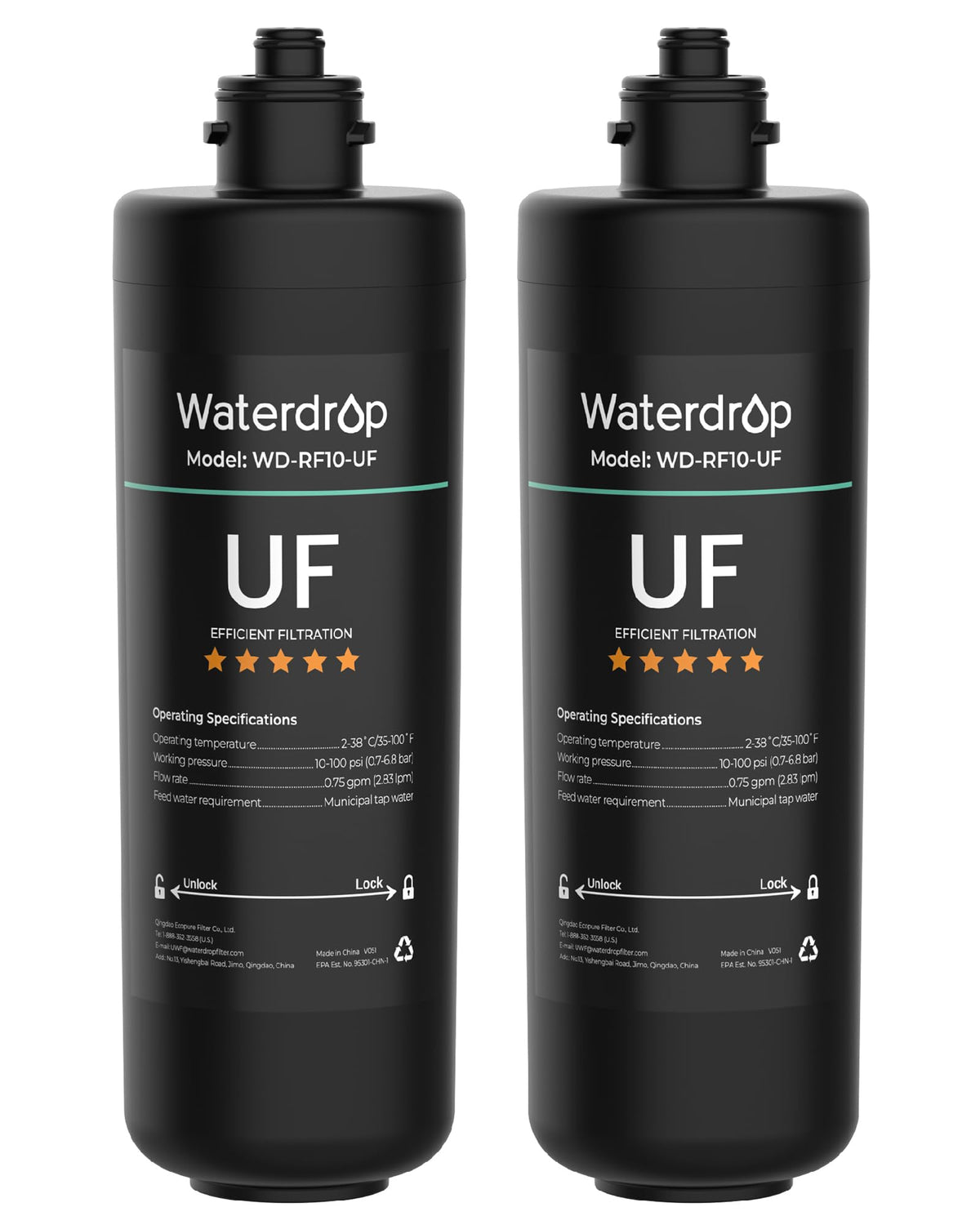 Waterdrop RF10-UF under-sink replacement filter ready for installation.