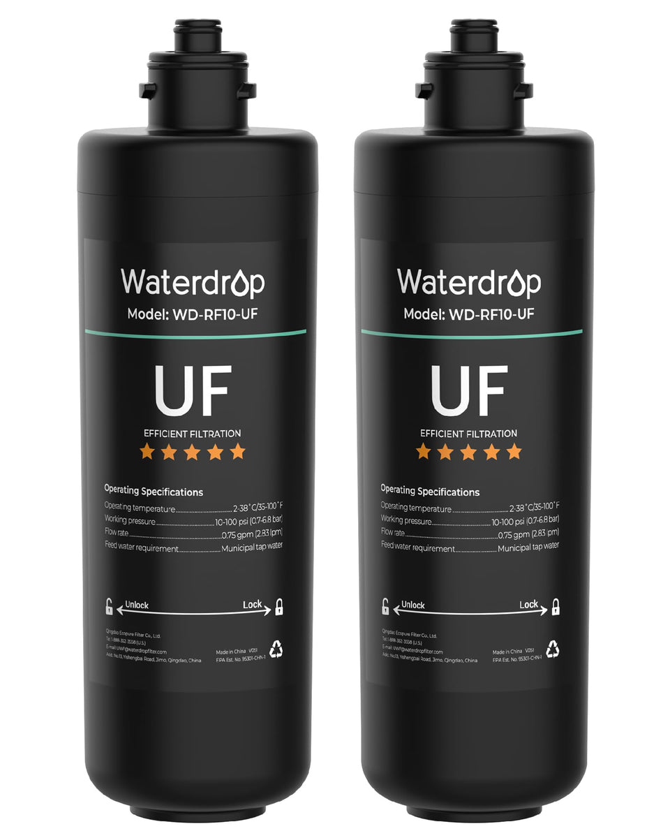 Waterdrop RF10-UF under-sink replacement filter ready for installation.