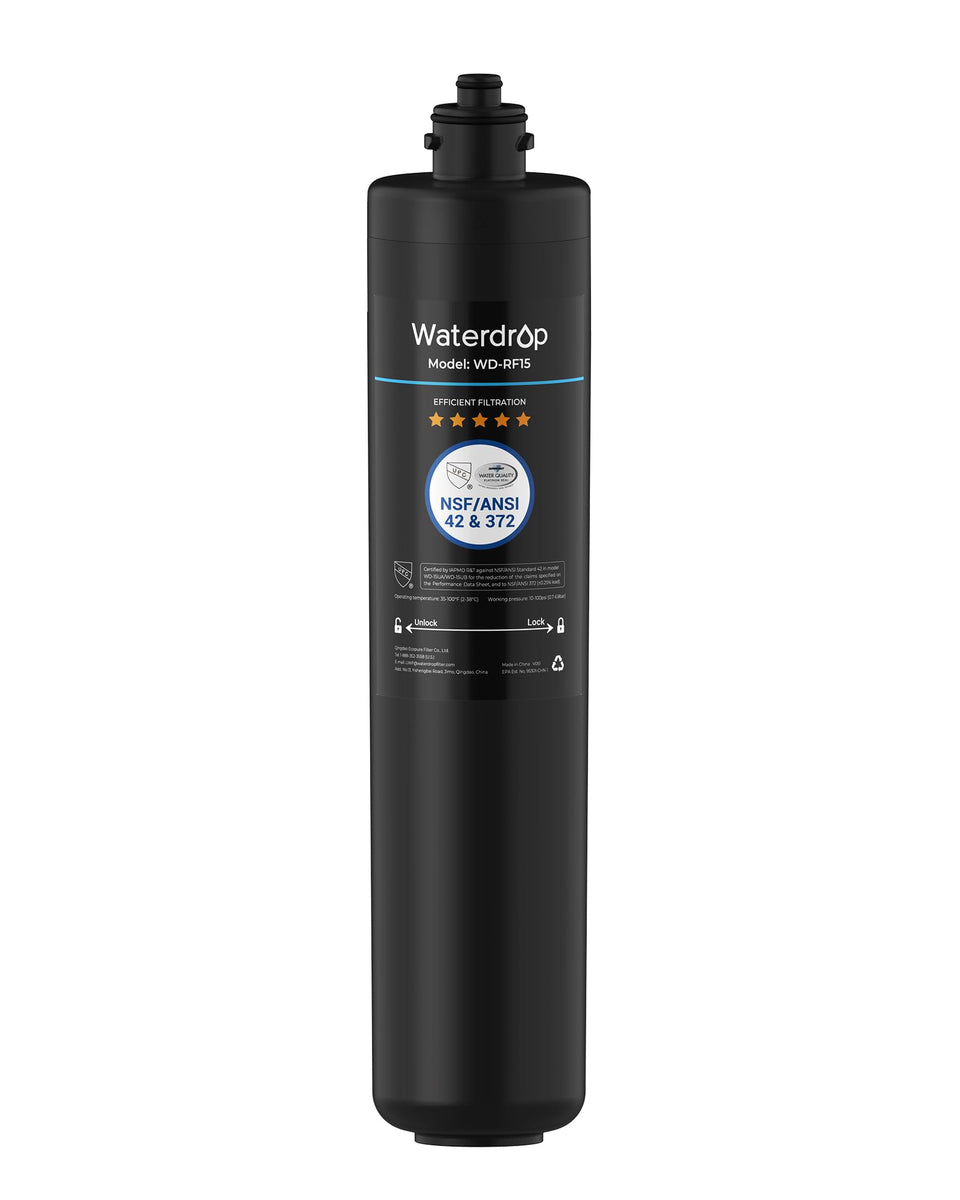 Waterdrop RF15 replacement filter front view for clear purified water