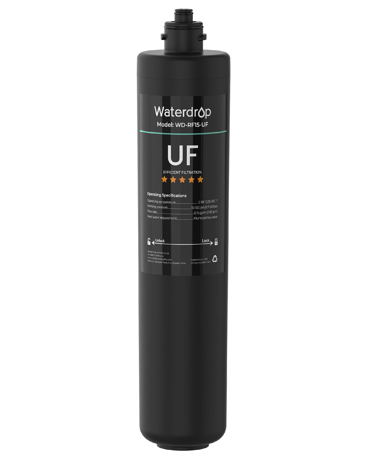Waterdrop RF15-UF under-sink filter membrane at 0.01 μm for cleaner water