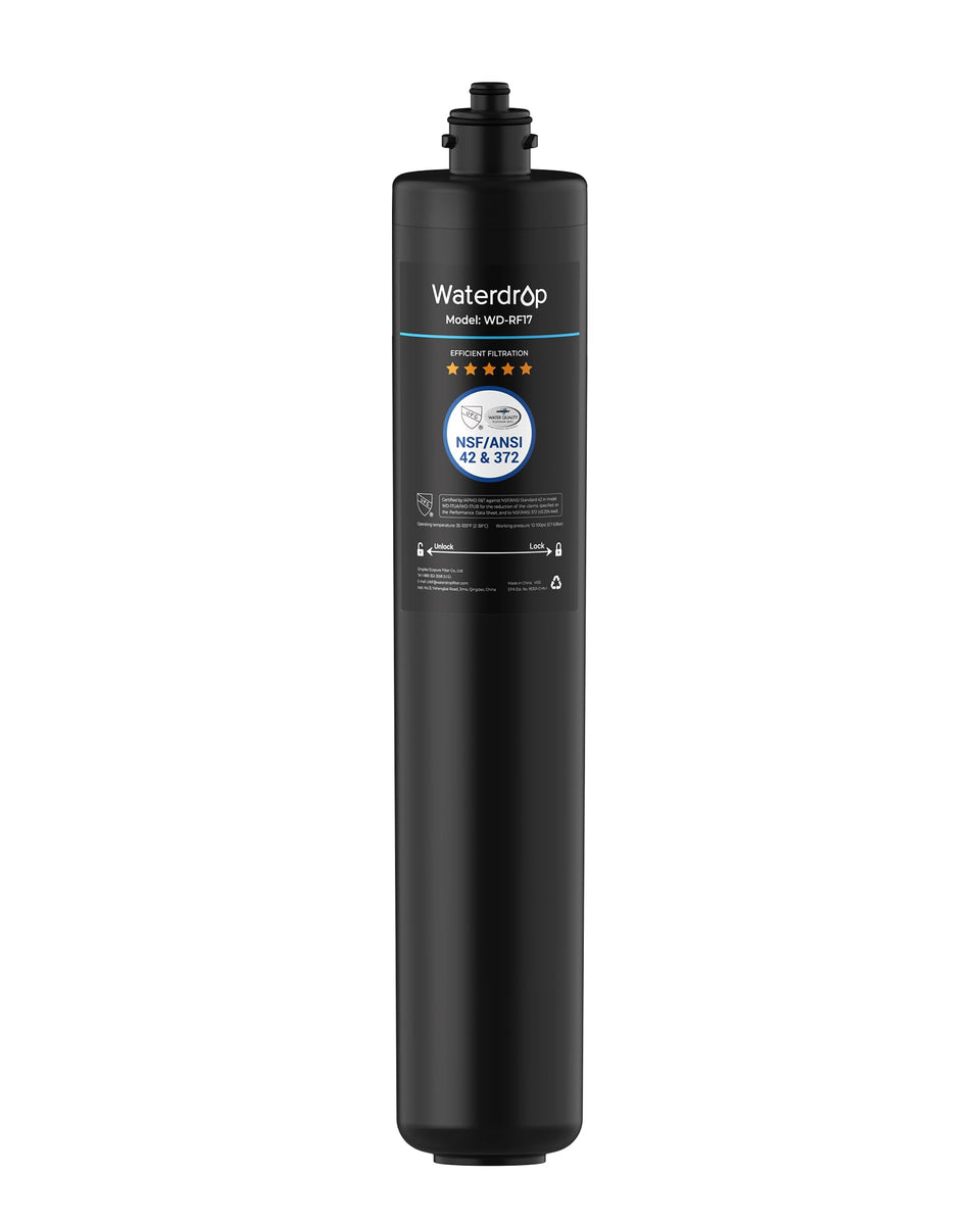 Waterdrop RF17 filter replacement showing extended service life for home filtration.