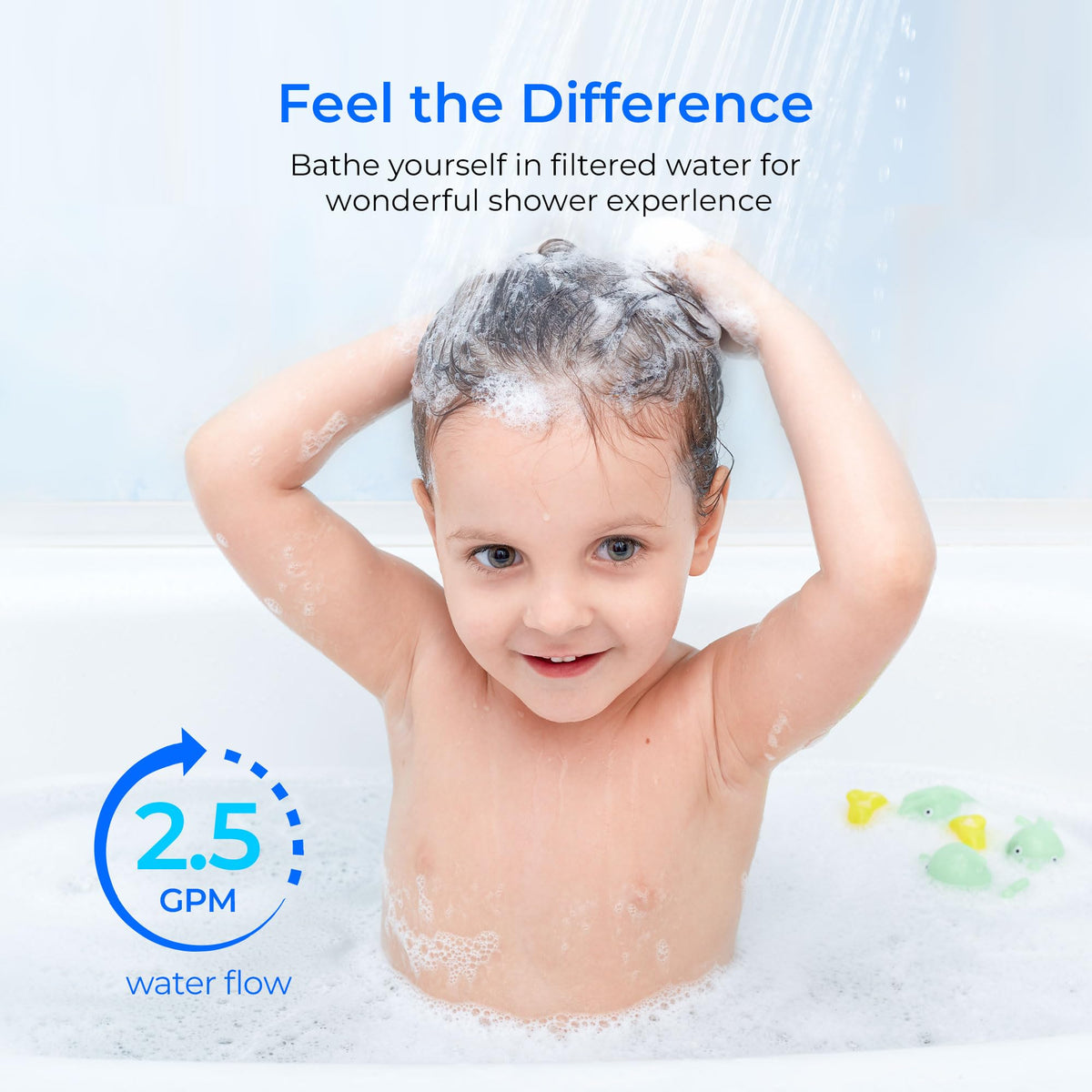 Waterdrop long-lasting filter provides safer, cleaner shower water over time.