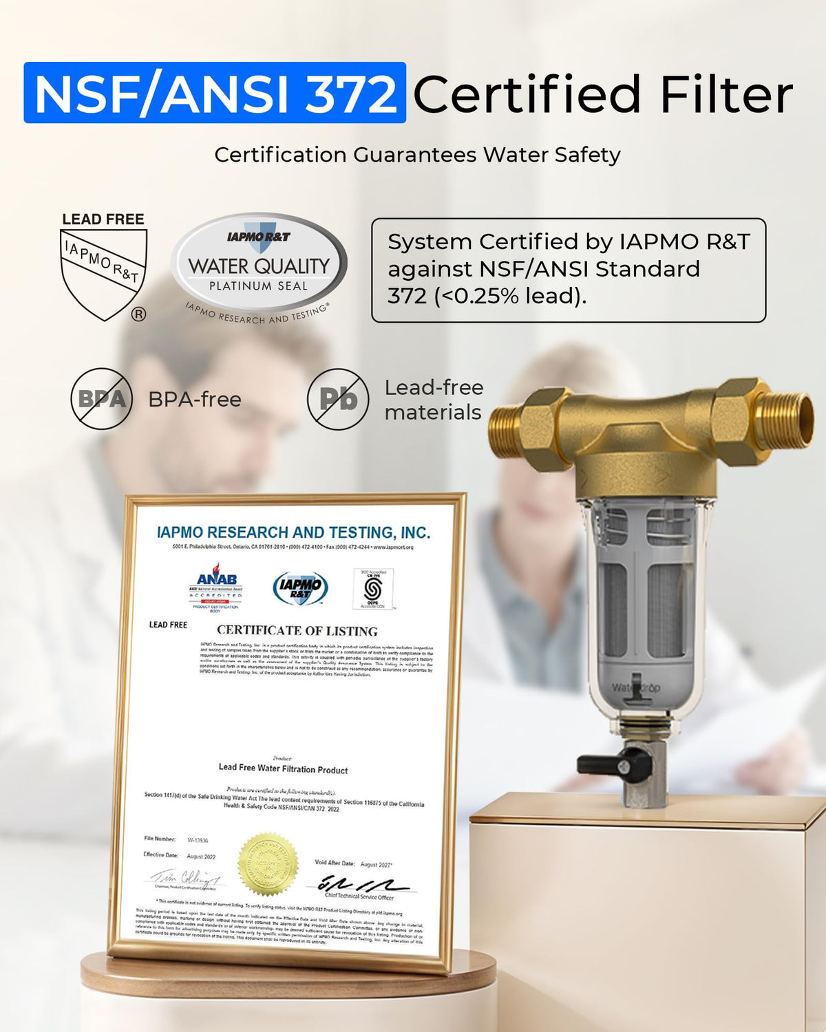 Waterdrop blue nano-coated copper fittings minimize metal leaching risk.