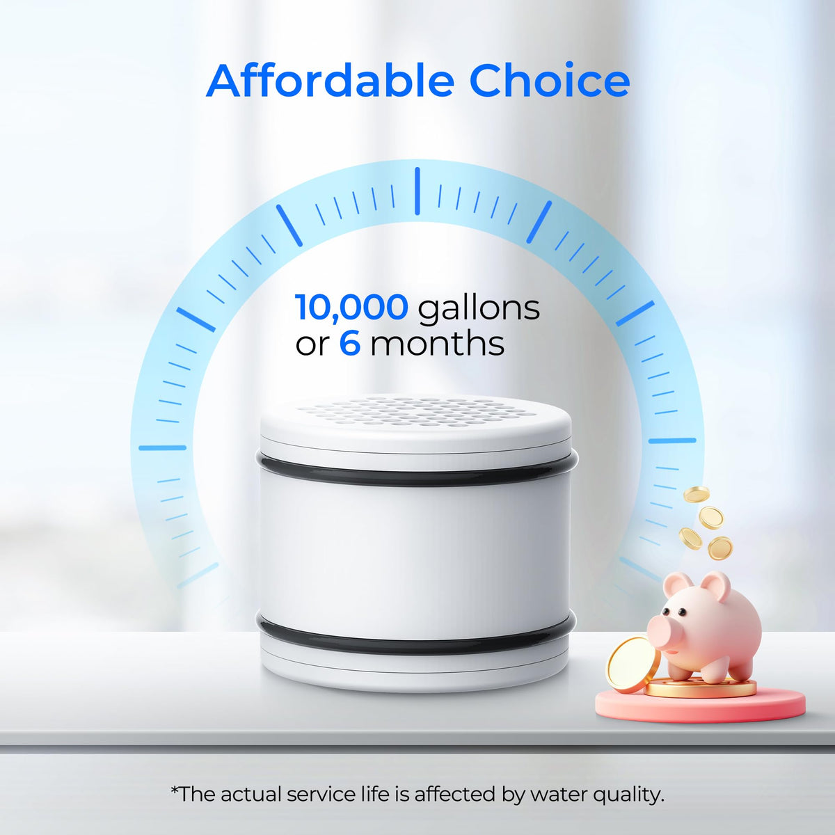 Waterdrop shower filter maintains steady flow for a comfortable daily shower.