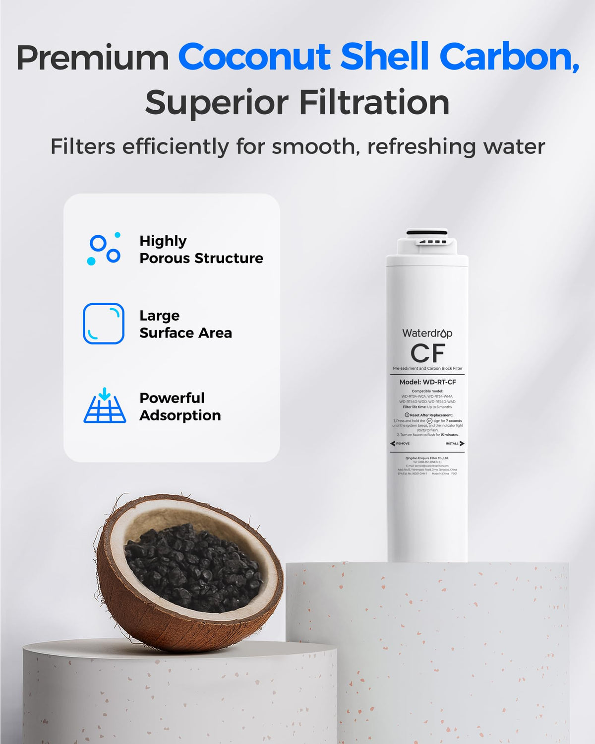 Waterdrop T3-C compatibility filter ensures secure install and impurity reduction