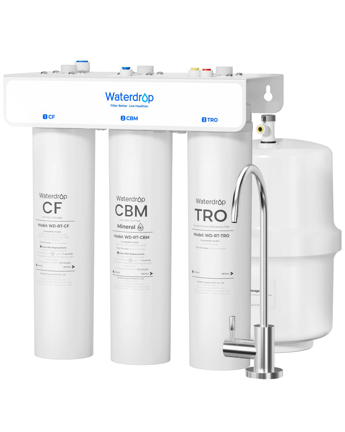 Waterdrop T3-T 220 GPD assembly demonstrates easy under-sink installation