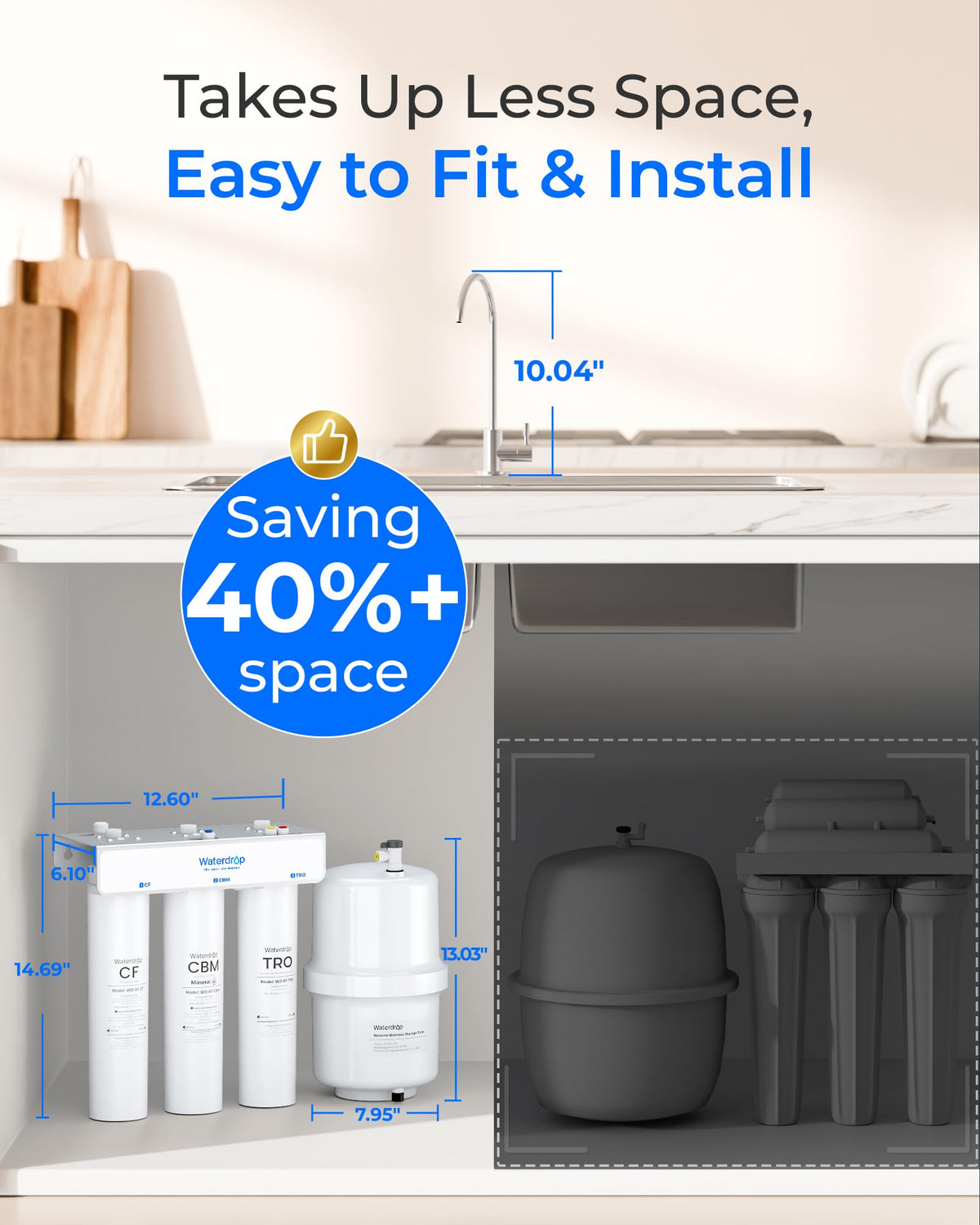 Waterdrop T3-T 220 GPD no power needed for reliable filtration via pressure