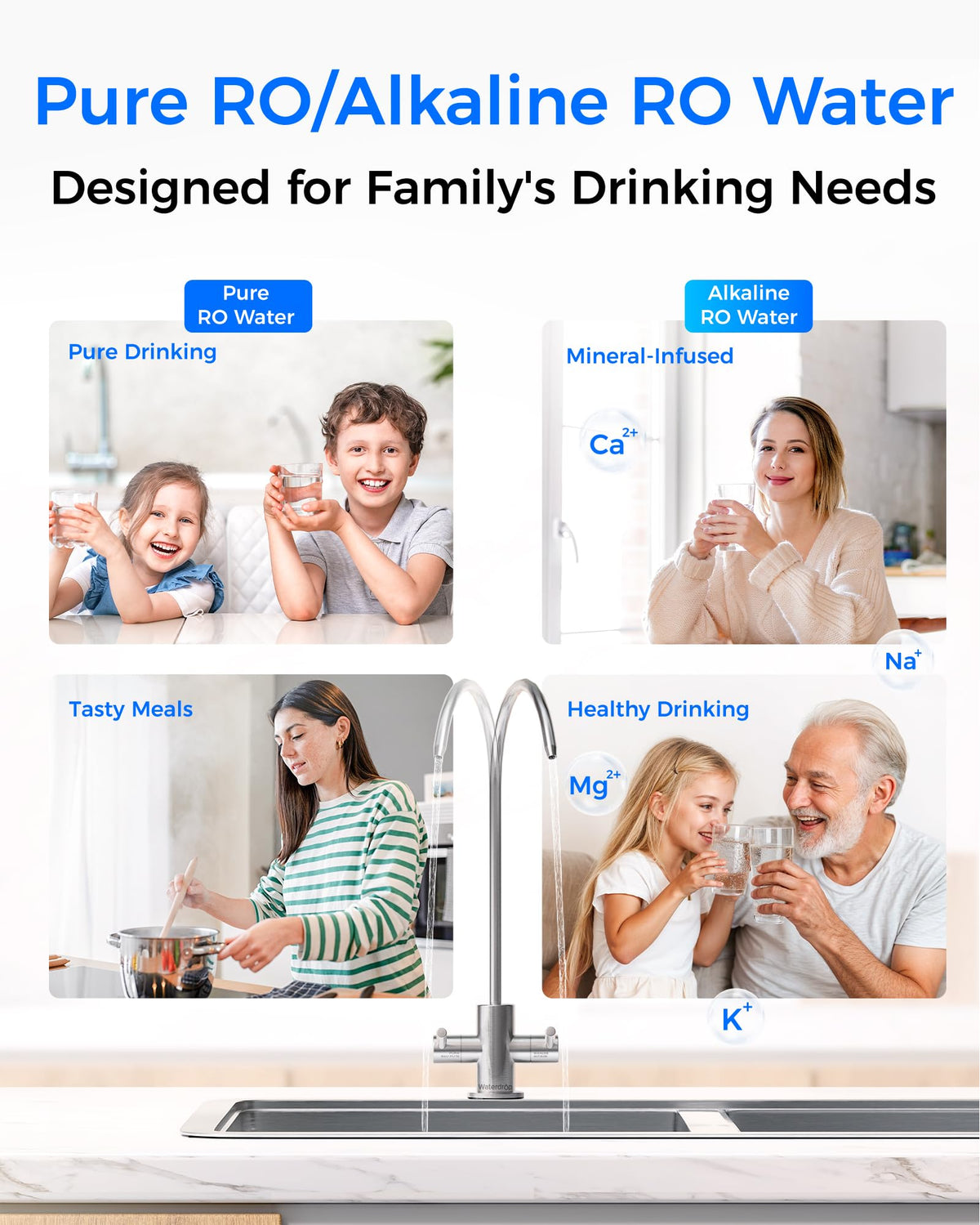 Waterdrop T4-A 450 GPD capacity supports fast on-demand filtration.