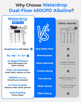 Waterdrop T4-A RO membrane stage reduces contaminants for cleaner water.