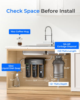 Waterdrop TSA under-sink connection to faucet illustrating direct faucet output