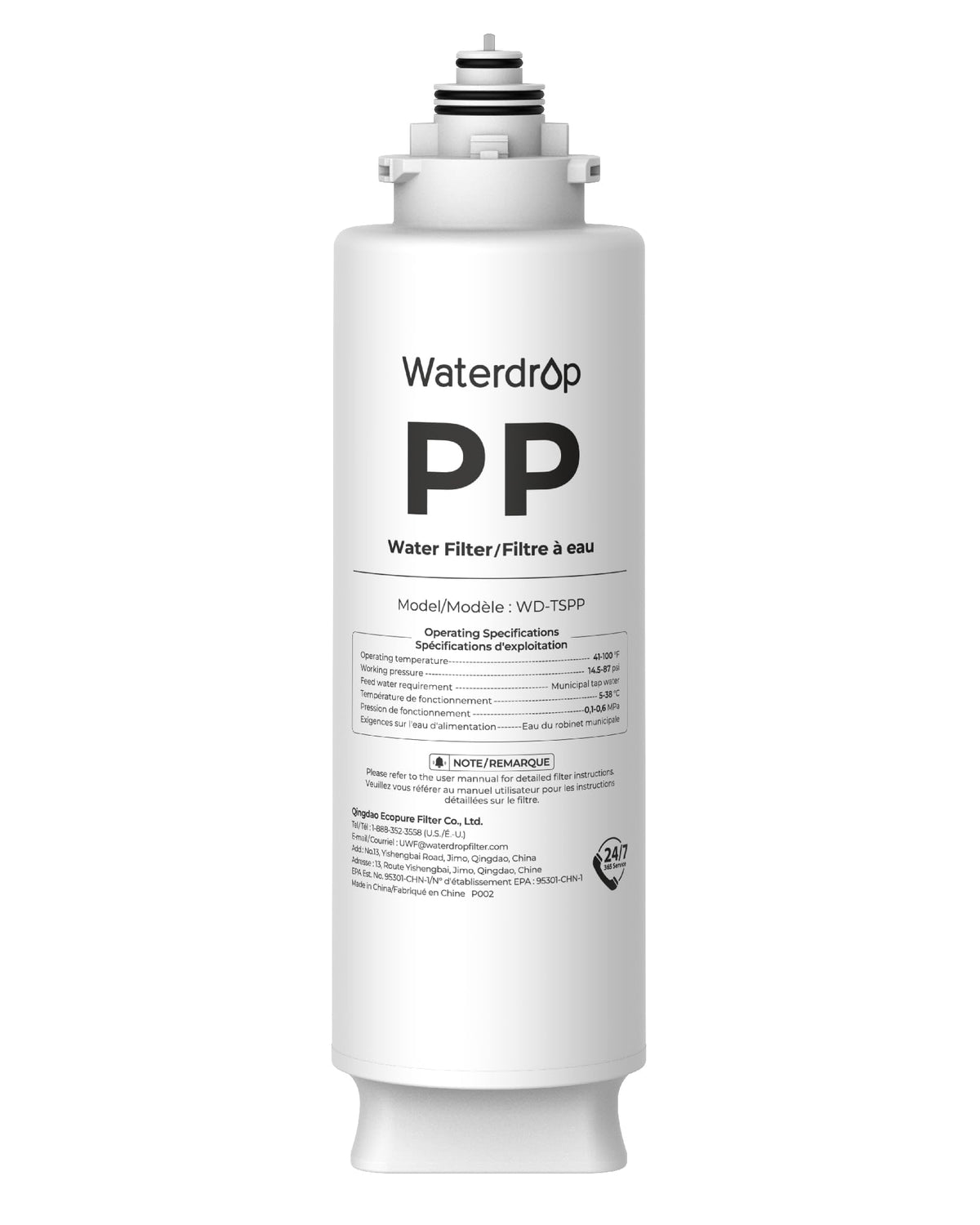 Waterdrop TSPP under-sink filter ready for installation