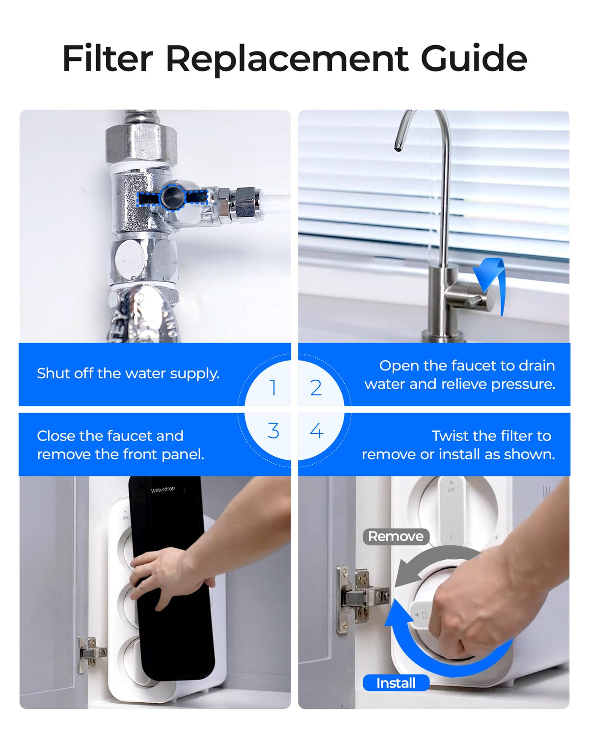 Waterdrop TSU under-sink install twist action image