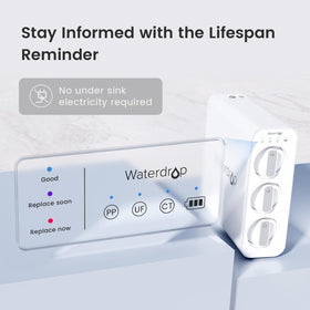Waterdrop TSU-WB installed under-sink setup with stainless faucet