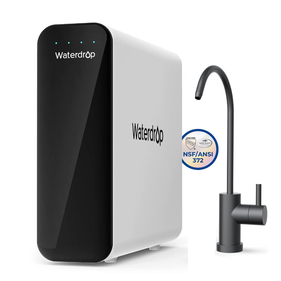 Waterdrop TSU-WB undersink filter with faucet delivering crisp filtered water at home