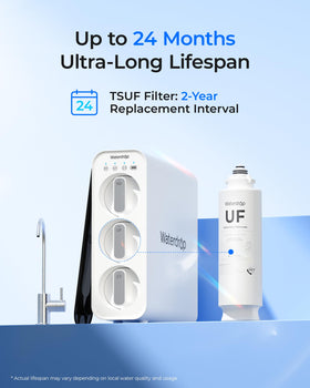 Waterdrop TSUF 24-month lifespan indicating long-term maintenance savings
