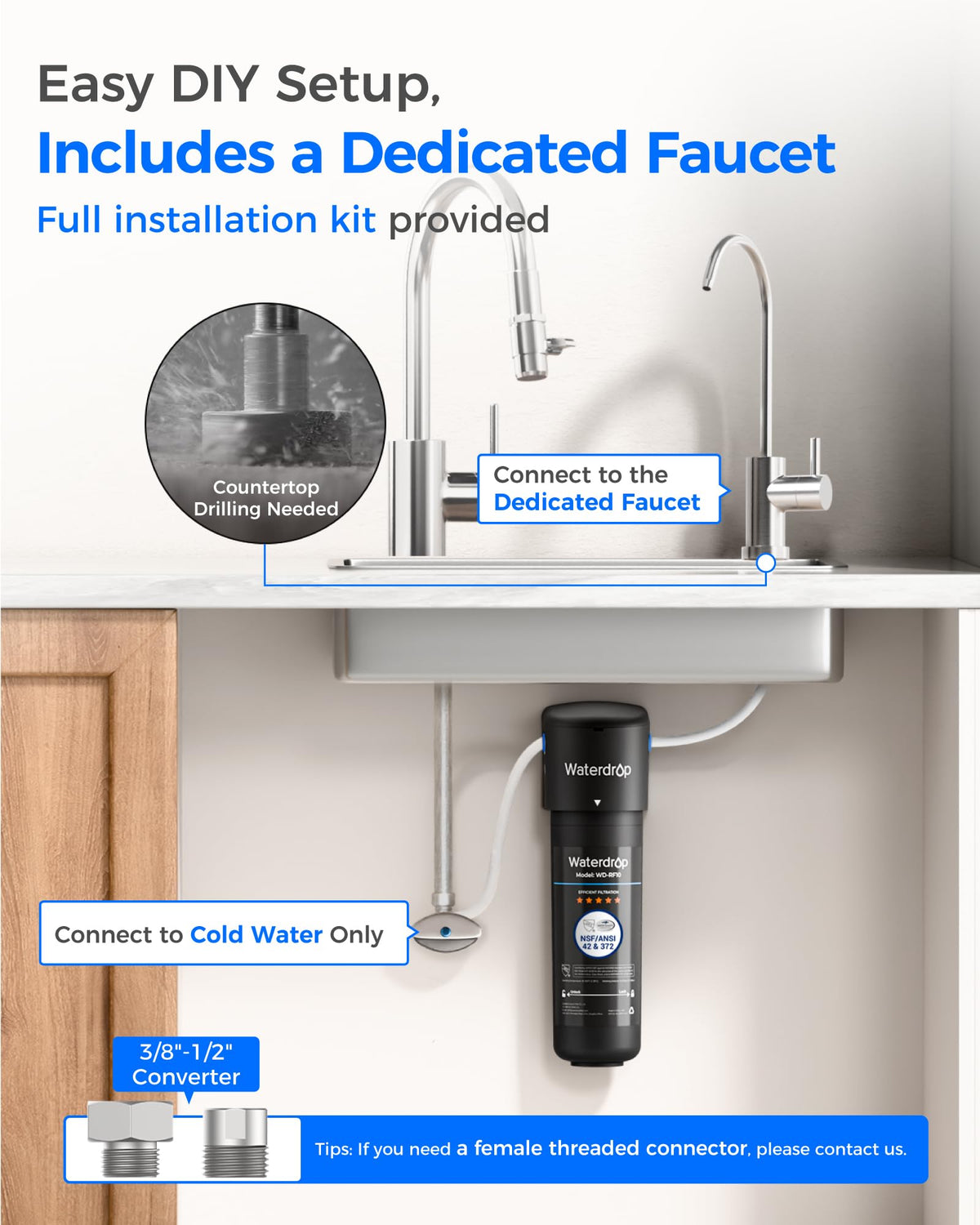 Twist-and-lock filter replacement takes seconds.