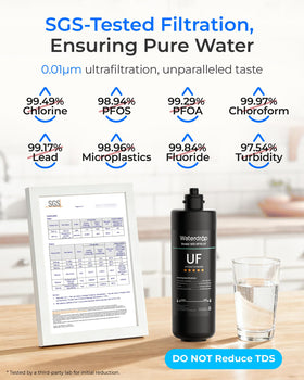 Waterdrop ultrafiltration system assembly shown for simple installation