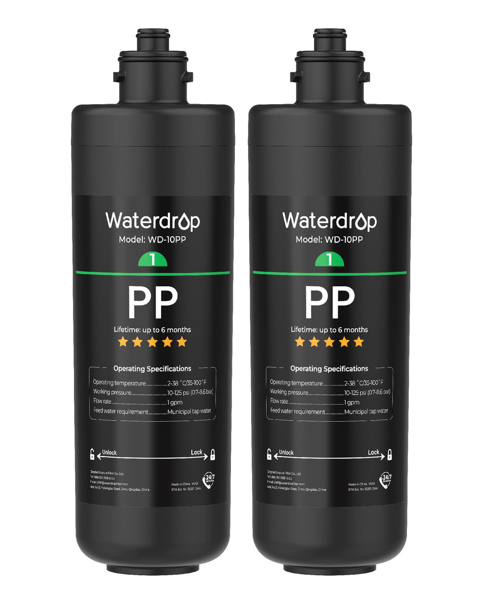 Waterdrop WD-10PP under-sink filter 2-pack ready for quick assembly and installation.