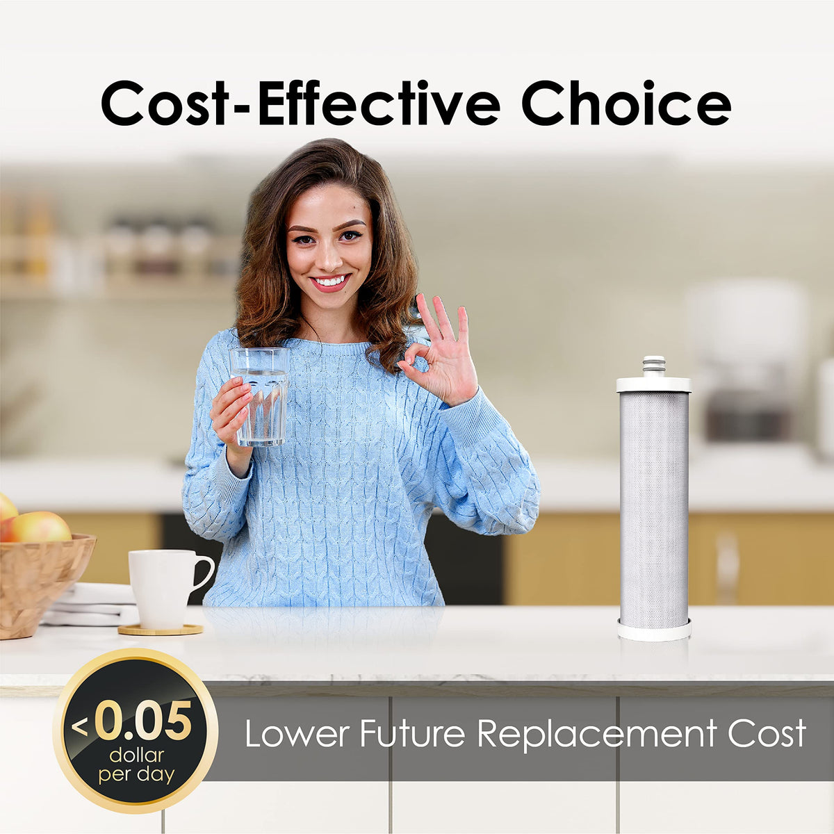 Reduces taste and odor by lowering chlorine levels.