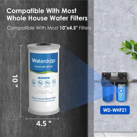 Waterdrop filter removes sediments to protect plumbing and appliances.