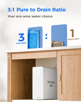 Waterdrop X12 status display image highlights easy monitoring of TDS and life.