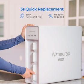 Waterdrop X12-F3 filter 3:1 pure water ratio for efficiency.