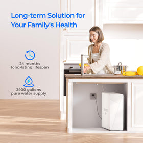 Waterdrop X12-F3 filter installed under-sink for instant RO filtration.